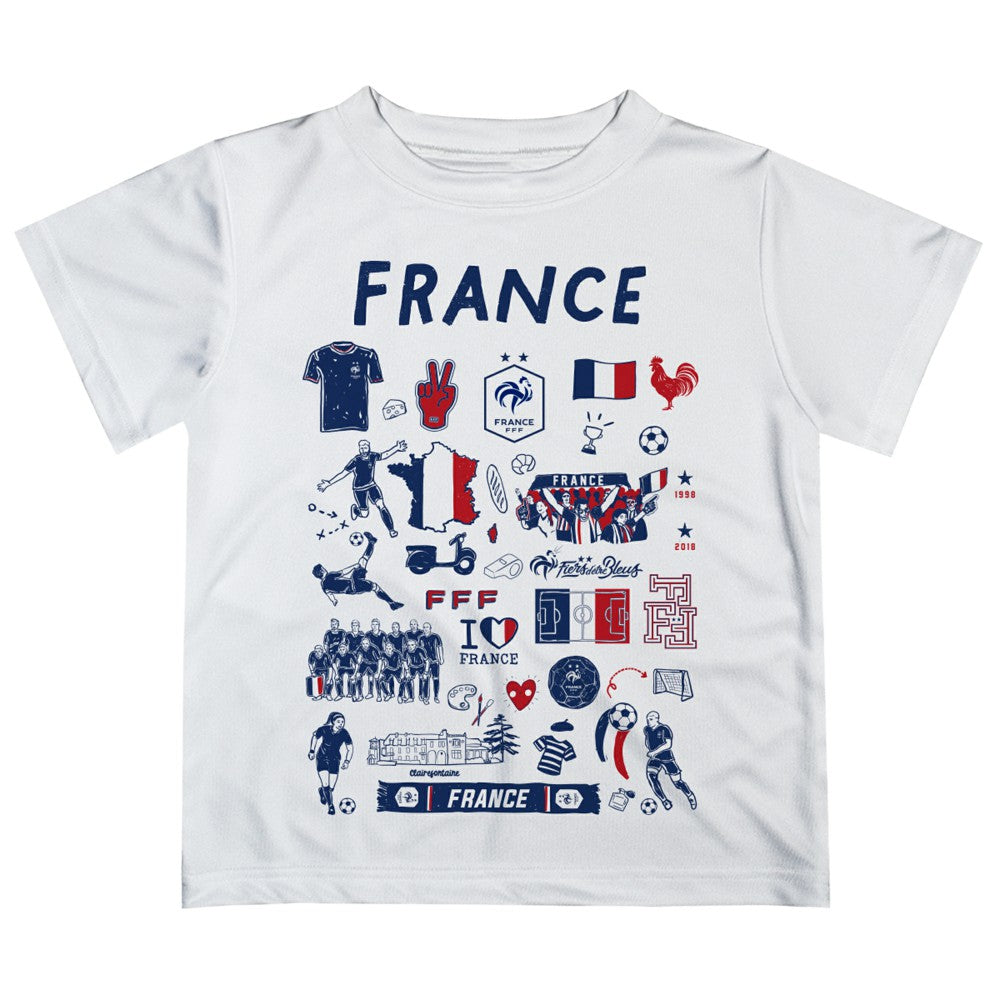 France National Team Vive La Fete Youth Impressions Artwork T-Shirt for sale - White