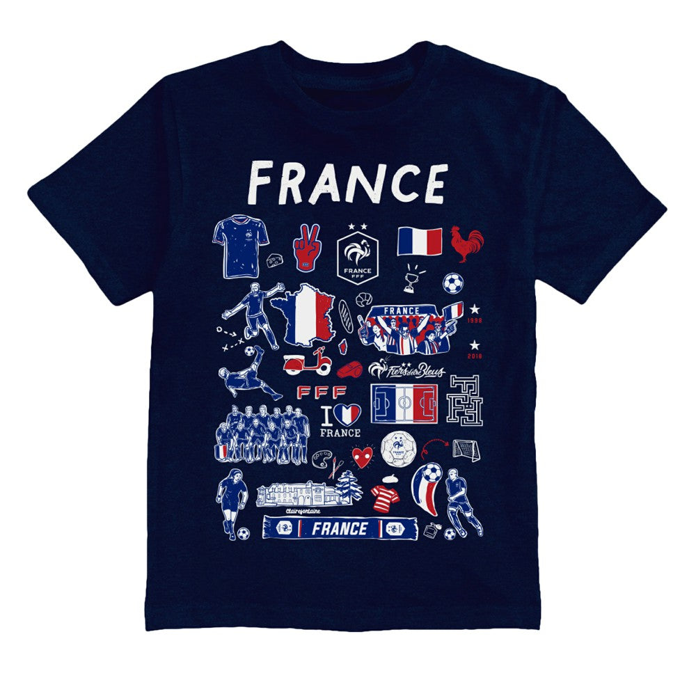 France National Team Vive La Fete Youth Impressions Artwork T-Shirt for sale - Navy