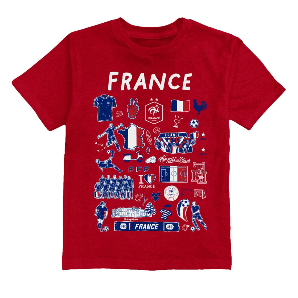 France National Team Vive La Fete Youth Impressions Artwork T-Shirt for sale - Red