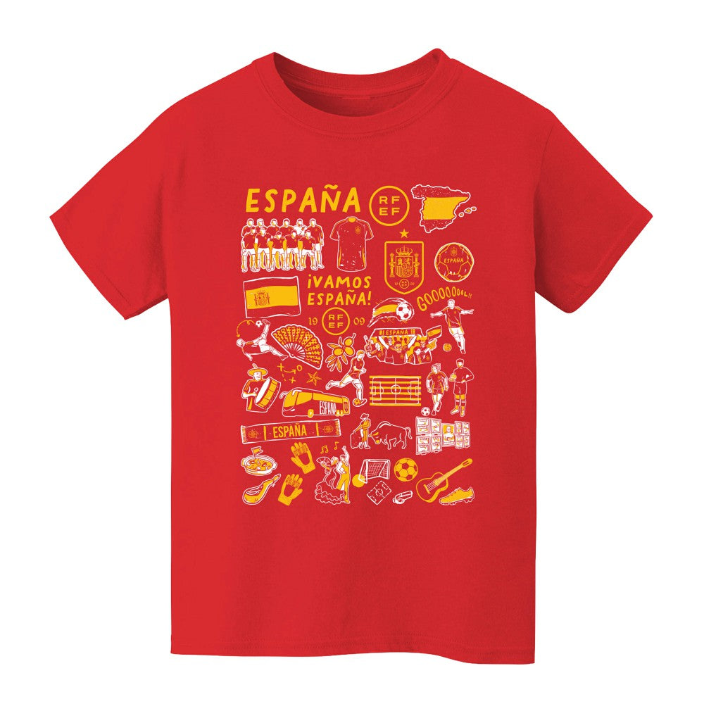 Spain National Team Vive La Fete Youth Impressions Artwork T-Shirt for sale - Red