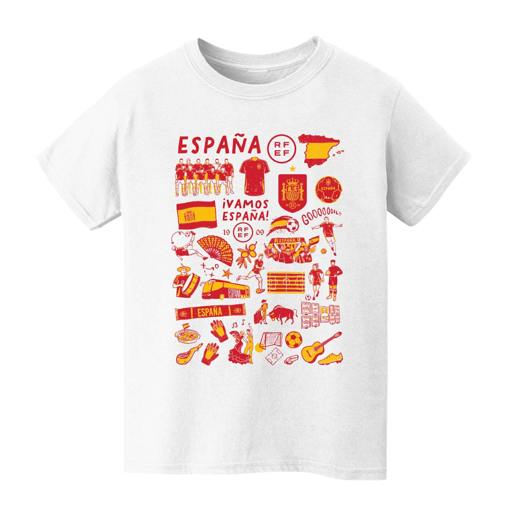 Spain National Team Vive La Fete Youth Impressions Artwork T-Shirt for sale - White