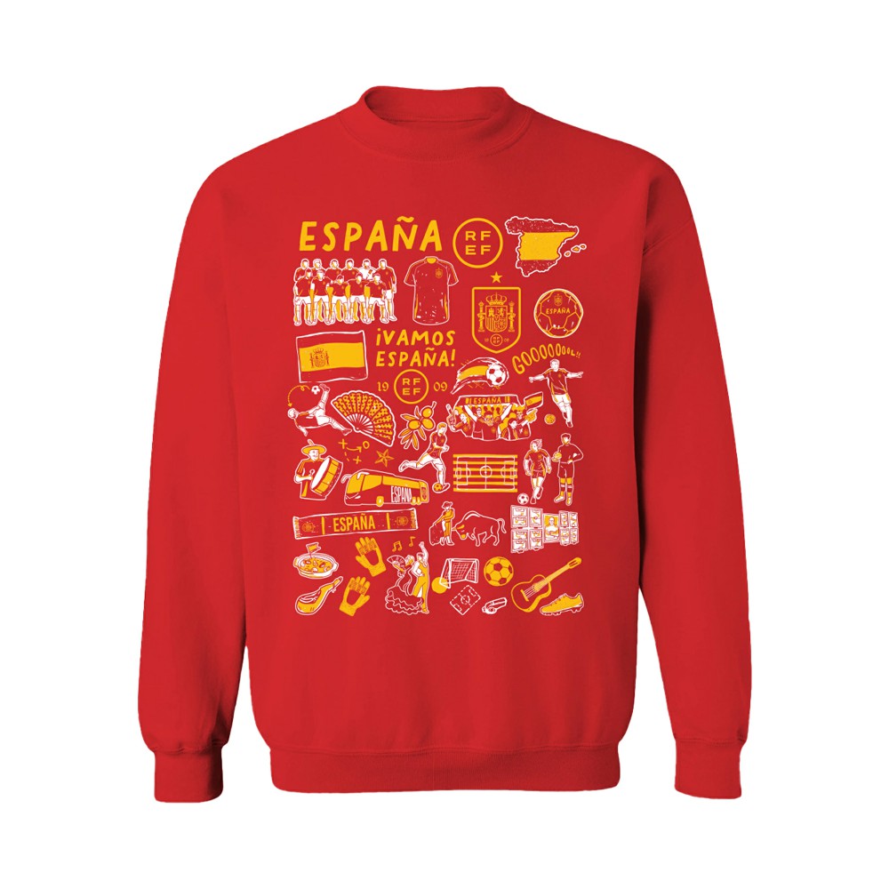 Spain National Team Vive La Fete Women's Impressions Artwork Sweatshirt for sale - Red