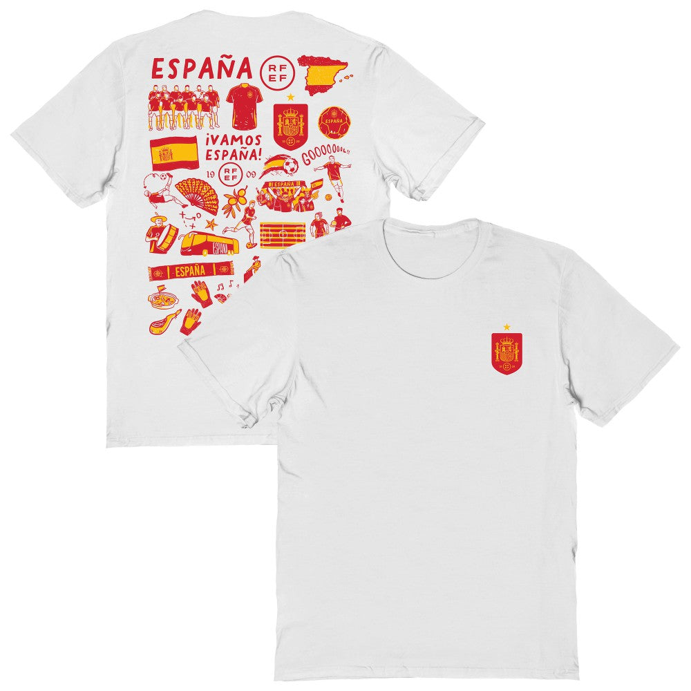 Spain National Team Vive La Fete Women's Impressions Artwork Fitted T-Shirt for sale - White