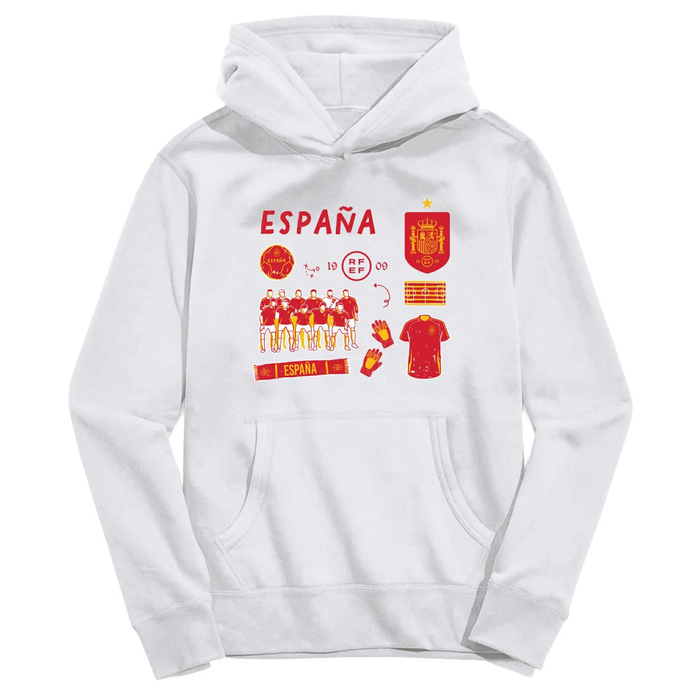 Spain National Team Vive La Fete Youth Impressions Icons Hoodie for sale - White