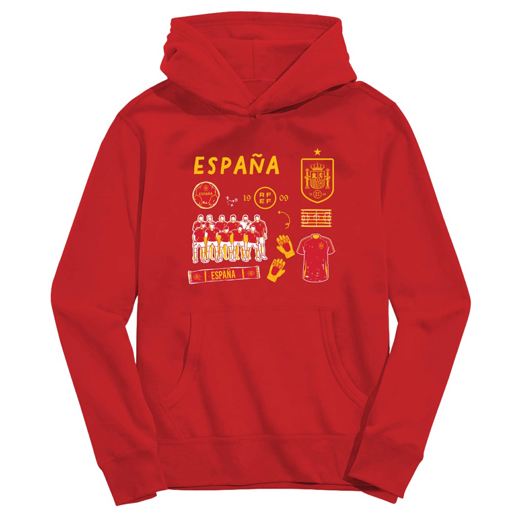 Spain National Team Vive La Fete Youth Impressions Icons Hoodie for sale - Red