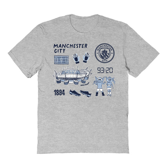 Manchester City Vive La Fete Youth Impressions Icons T-Shirt Discount - Gray