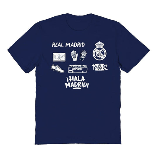 Real Madrid Vive La Fete Youth Impressions Icons T-Shirt Discount - Navy