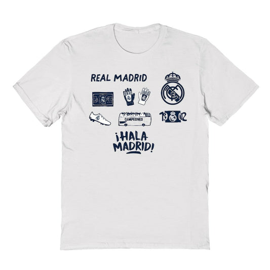 Real Madrid Vive La Fete Youth Impressions Icons T-Shirt Discount - White