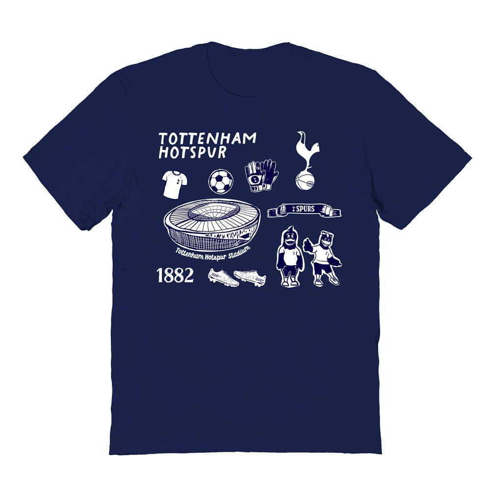 Tottenham Hotspur Vive La Fete Youth Impressions Icons T-Shirt Sale - Navy