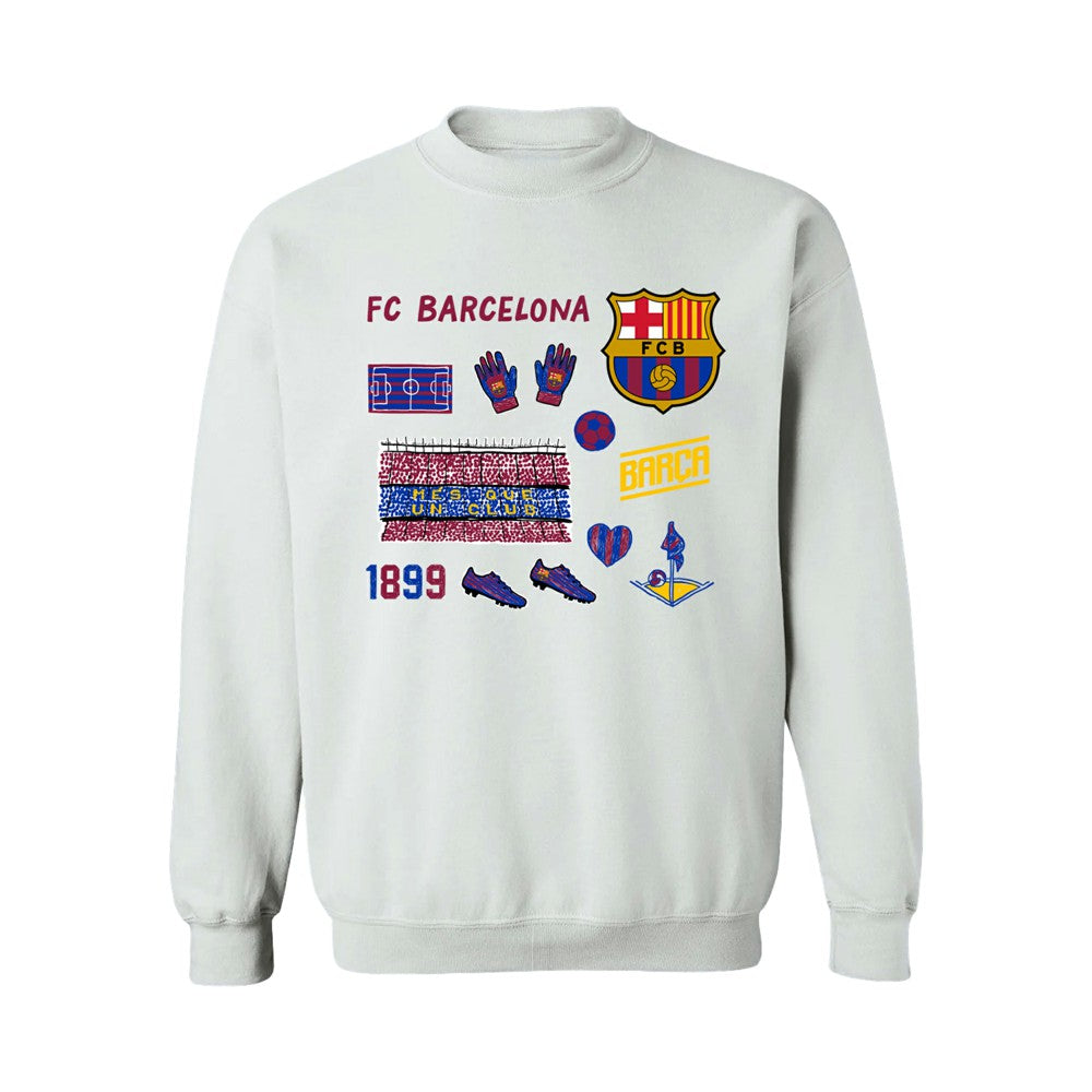 Barcelona Vive La Fete Women's Impressions Icons Sweatshirt on sale - White