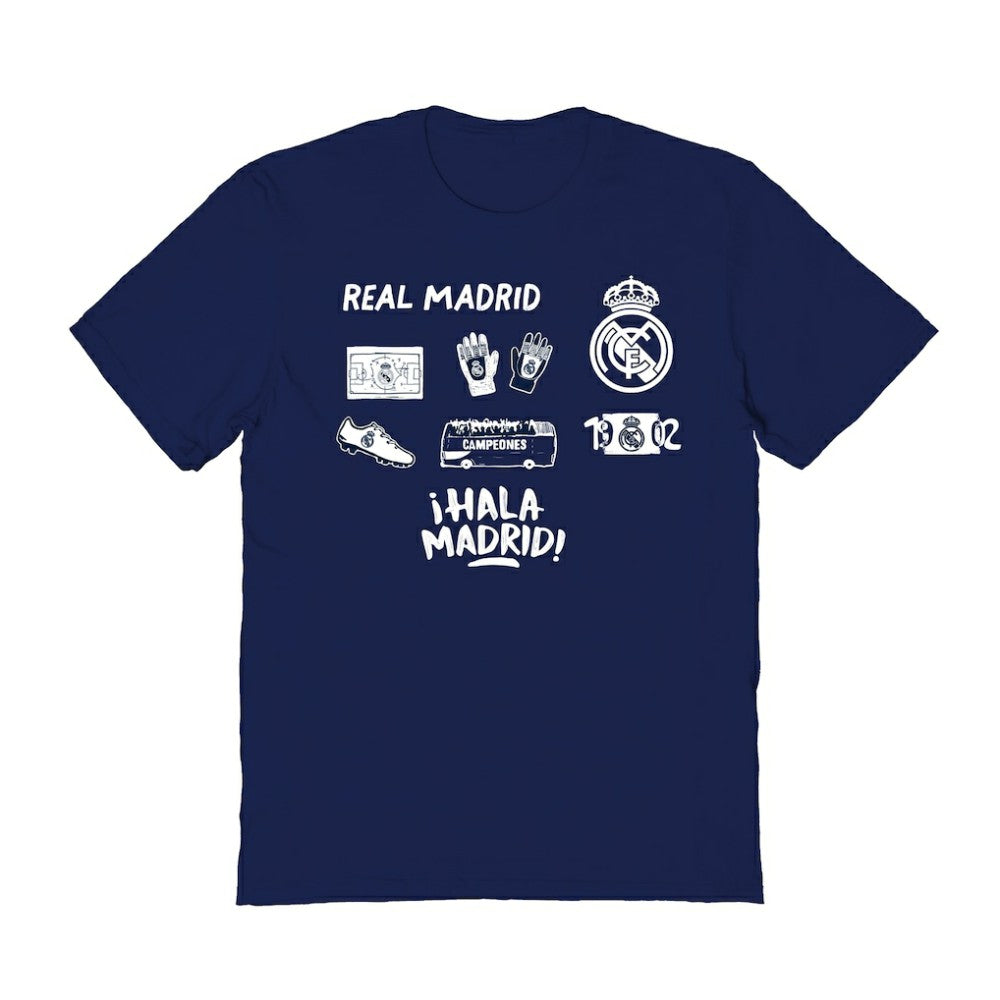 Real Madrid Vive La Fete Women's Impressions Icons T-Shirt Discount - Navy
