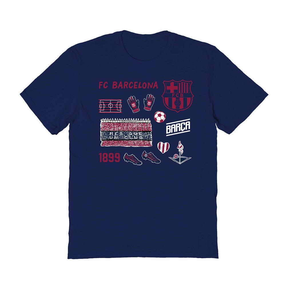 Barcelona Vive La Fete Women's Impressions Icons T-Shirt on sale - Navy