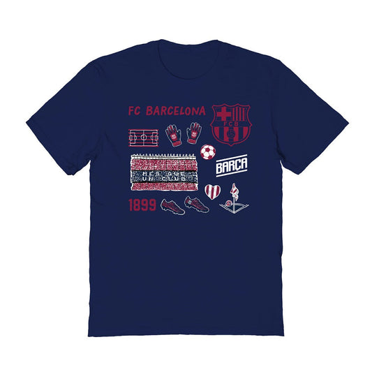 Barcelona Vive La Fete Women's Impressions Icons T-Shirt on sale - Navy