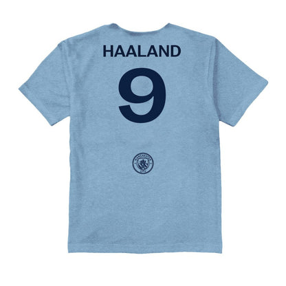 Erling Haaland Manchester City Vive La Fete Youth Player Name & Number Color Badge T-Shirt Discount - Light Blue
