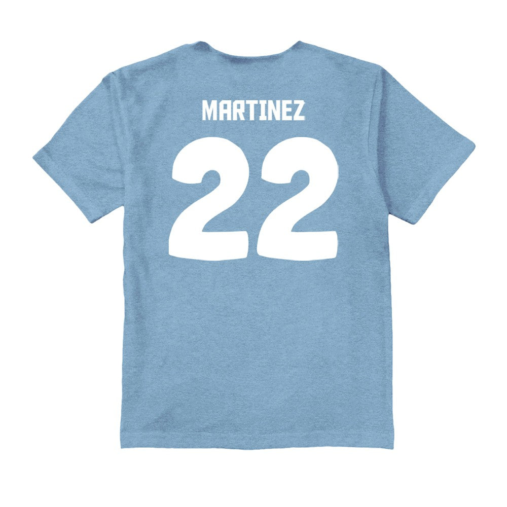 Lautaro Martinez Argentina National Team Vive La Fete Youth Player Name & Number Color Badge T-Shirt for sale - Light Blue