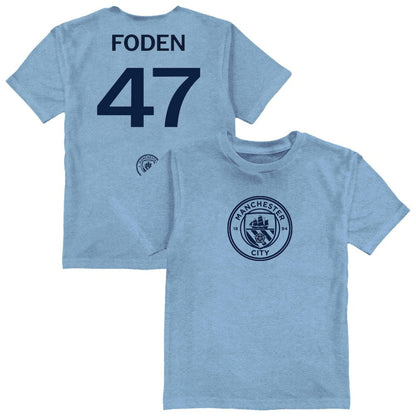 Phil Foden Manchester City Vive La Fete Toddler Player Name & Number Color Badge T-Shirt Discount - Light Blue