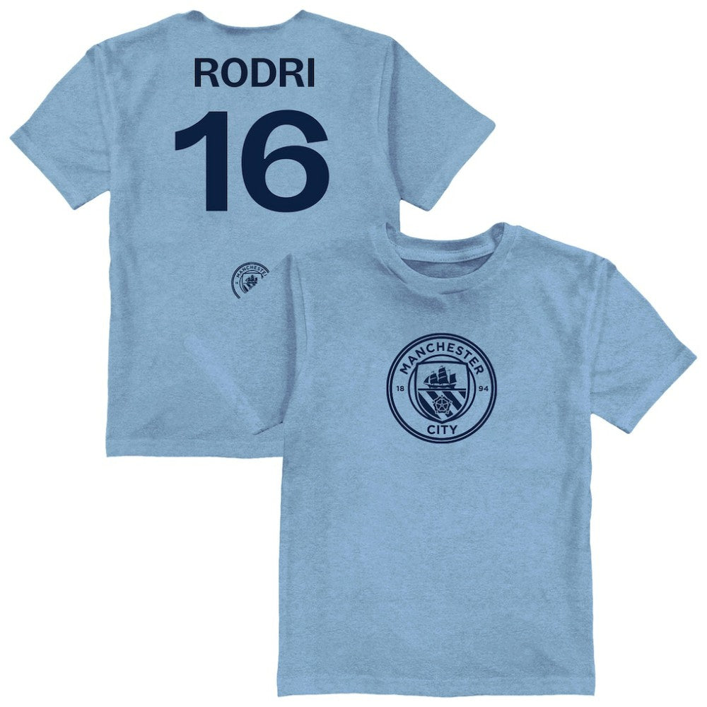 Rodri Manchester City Vive La Fete Toddler Player Name & Number Color Badge T-Shirt Discount - Light Blue
