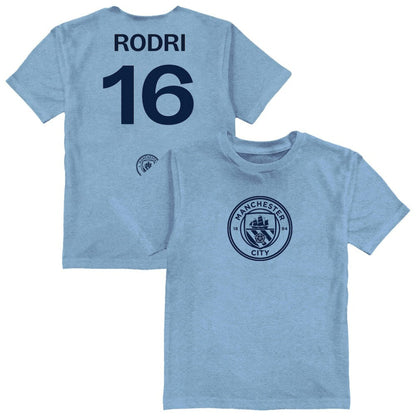 Rodri Manchester City Vive La Fete Toddler Player Name & Number Color Badge T-Shirt Discount - Light Blue