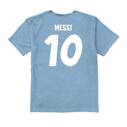 Lionel Messi Argentina National Team Vive La Fete Toddler Player Name & Number Color Badge T-Shirt for sale - Light Blue