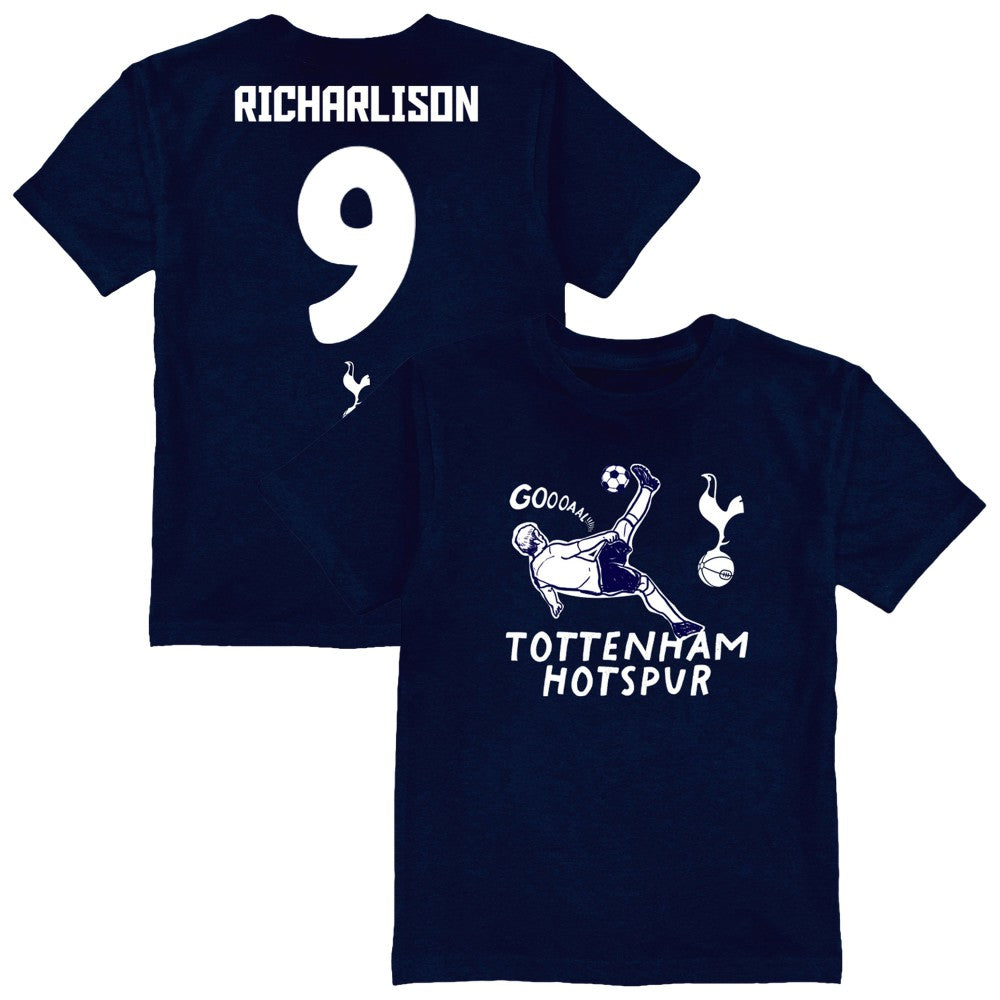 Richarlison Tottenham Hotspur Vive La Fete Youth Player Name & Number Chilena Style T-Shirt Sale - Navy