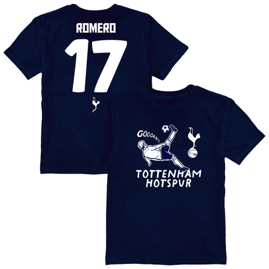 Cristian Romero Tottenham Hotspur Vive La Fete Youth Player Name & Number Chilena Style T-Shirt Sale - Navy