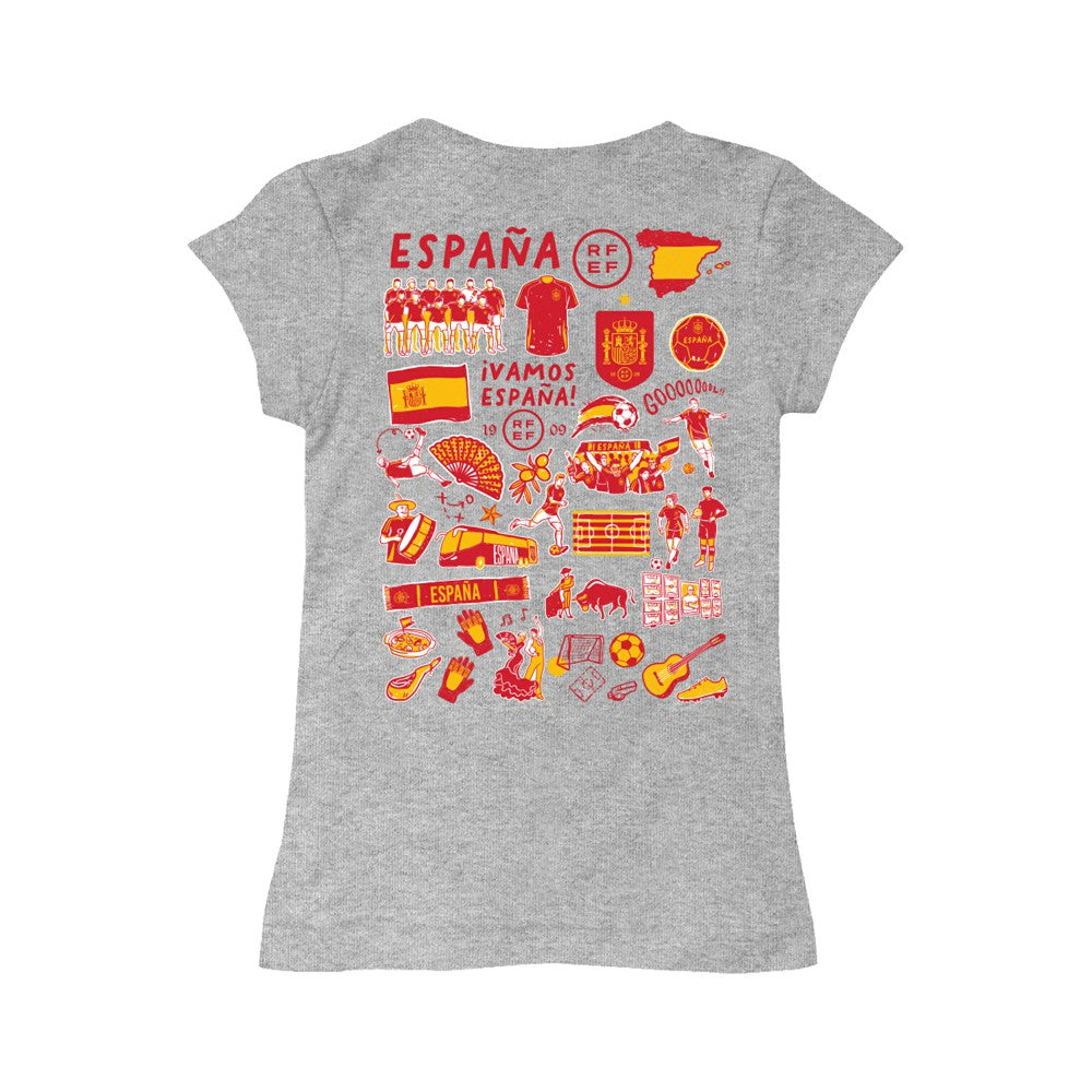 Spain National Team Vive La Fete Girls Toddler Impressions Artwork Fitted T-Shirt for sale - Gray