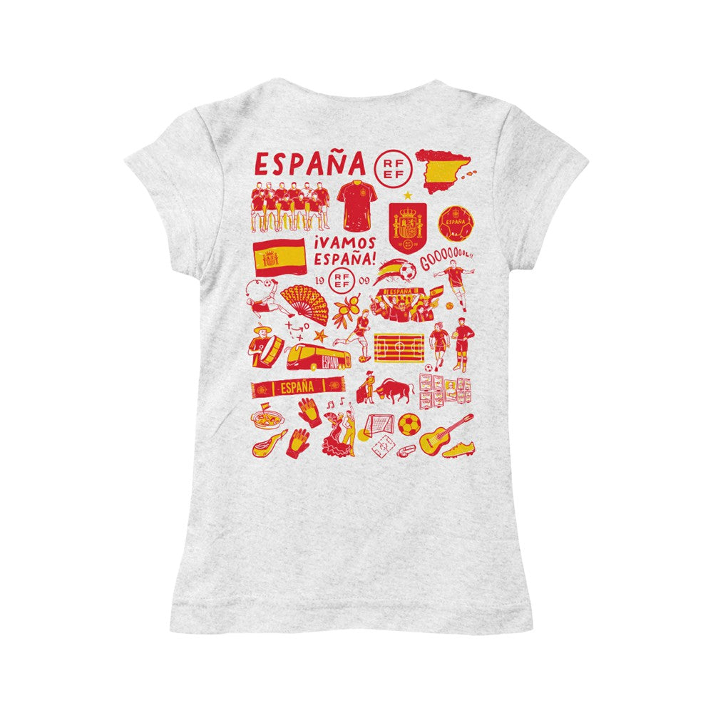 Spain National Team Vive La Fete Girls Toddler Impressions Artwork Fitted T-Shirt for sale - White