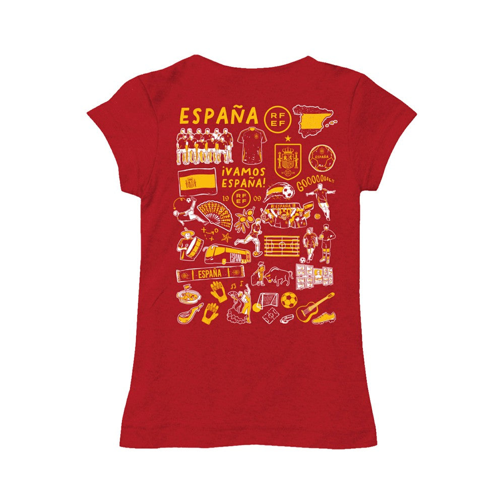 Spain National Team Vive La Fete Girls Toddler Impressions Artwork Fitted T-Shirt for sale - Red