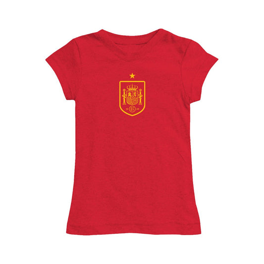 Spain National Team Vive La Fete Girls Toddler Color Badge Fitted T-Shirt for sale - Red