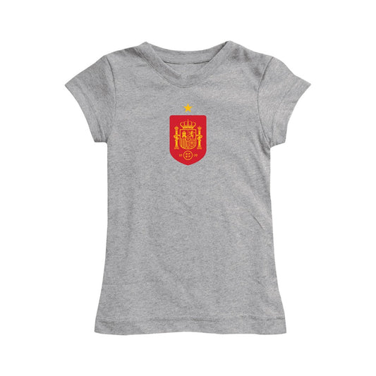Spain National Team Vive La Fete Girls Toddler Color Badge Fitted T-Shirt for sale - Gray
