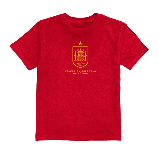 Spain National Team Vive La Fete Youth Color Badge T-Shirt for sale - Red