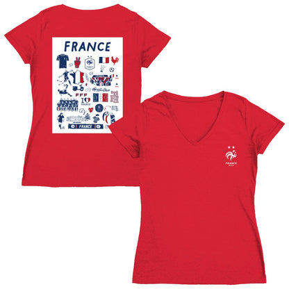 France National Team Vive La Fete Women's Impressions Artwork V-Neck Fitted T-Shirt for sale - Red