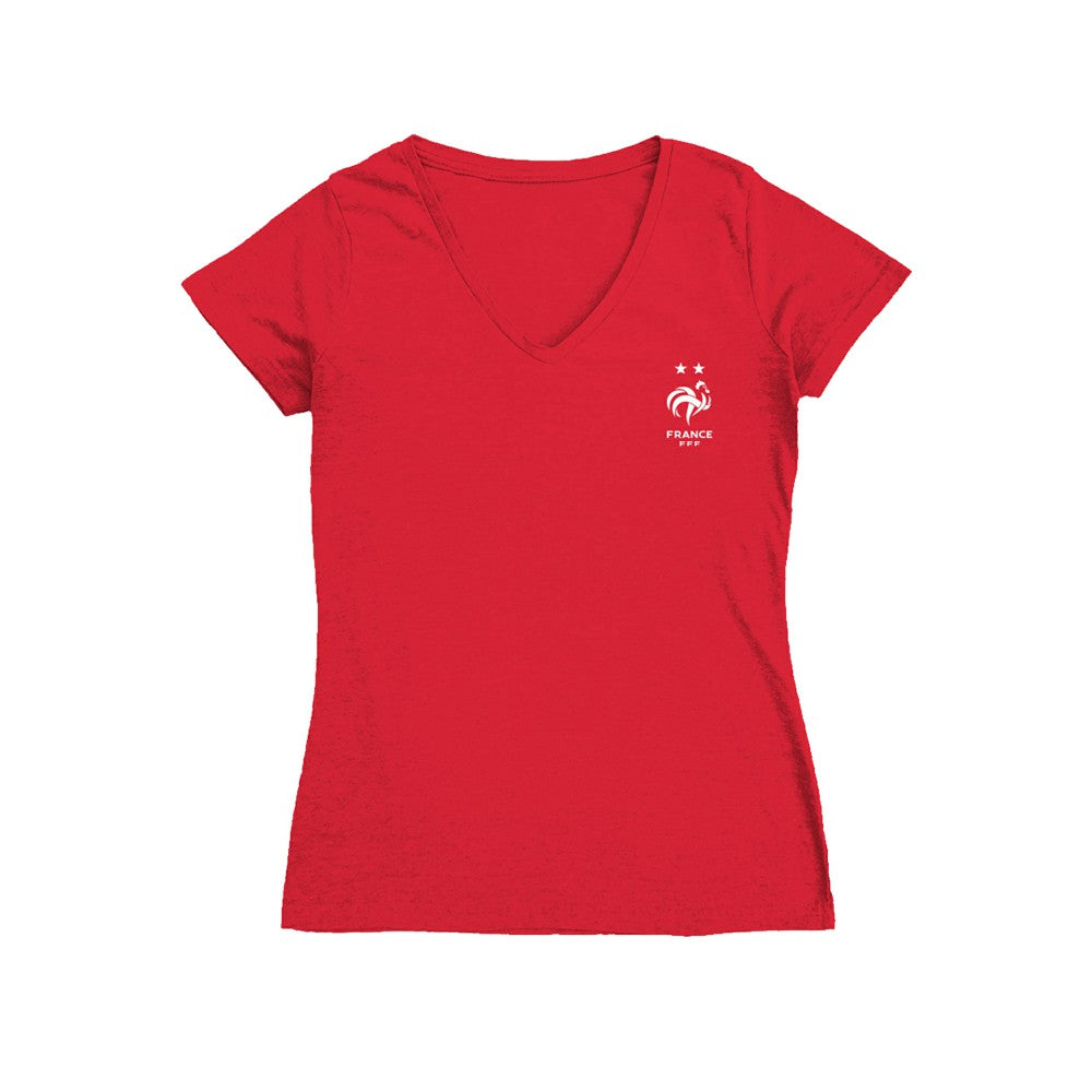 France National Team Vive La Fete Women's Impressions Artwork V-Neck Fitted T-Shirt for sale - Red