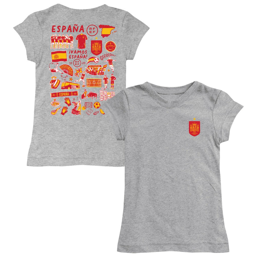 Spain National Team Vive La Fete Girls Youth Impressions Artwork Fitted T-Shirt for sale - Gray