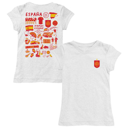 Spain National Team Vive La Fete Girls Youth Impressions Artwork Fitted T-Shirt for sale - White