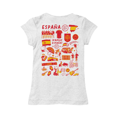 Spain National Team Vive La Fete Girls Youth Impressions Artwork Fitted T-Shirt for sale - White