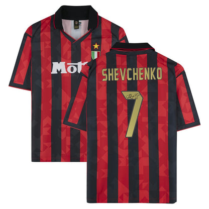 Andriy Shevchenko AC Milan Autographed 1994 Red/Black Home Jersey  on sale - Icons