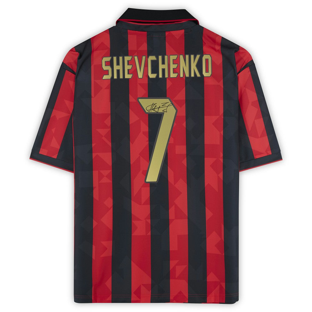Andriy Shevchenko AC Milan Autographed 1994 Red/Black Home Jersey  on sale - Icons