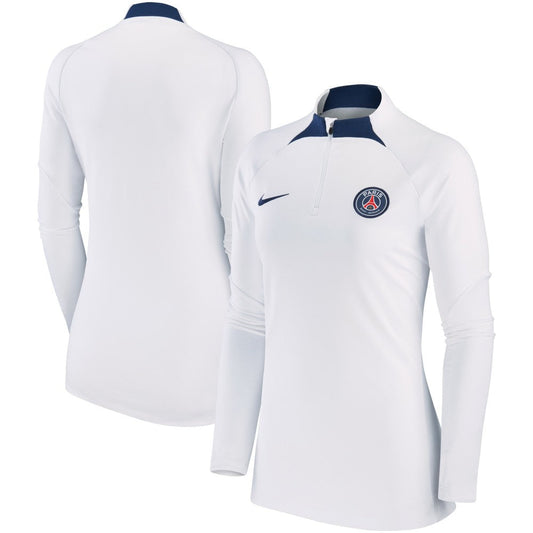 Paris Saint-Germain Women's Strike Drill Raglan Performance Quarter-Zip Top on sale - White