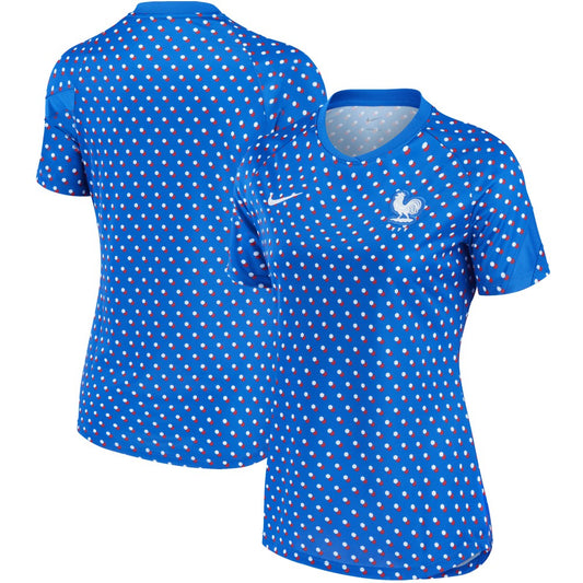 France Women's National Team Women's 2022/23 Away Pre-Match Performance Top for sale - Blue