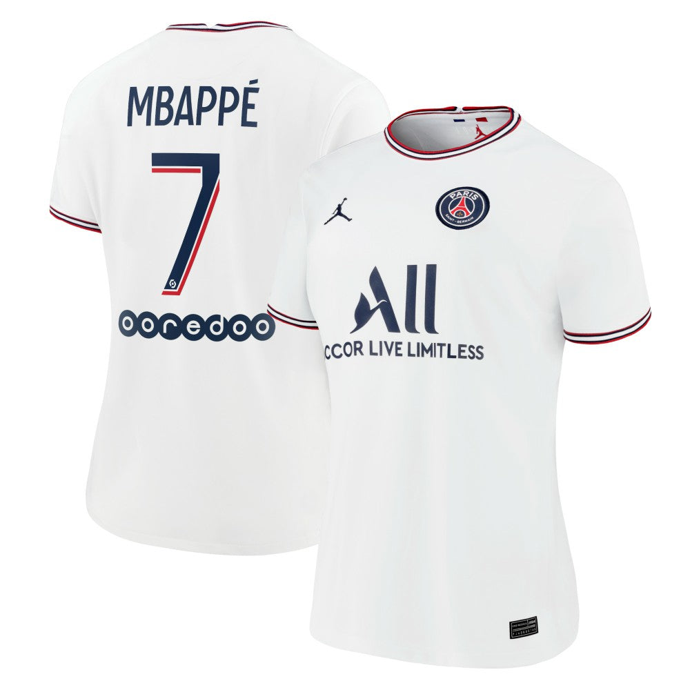 Kylian Mbappé Paris Saint-Germain Jordan Brand Women's 2021/22 Fourth Replica Jersey on sale - White