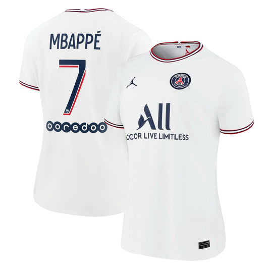 Kylian Mbappé Paris Saint-Germain Jordan Brand Women's 2021/22 Fourth Replica Jersey on sale - White