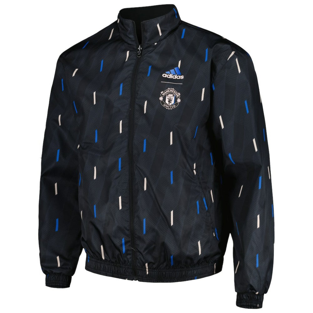 Manchester United 2022/23 On-Field Team Logo Anthem Reversible Full-Zip Jacket Discount - Black