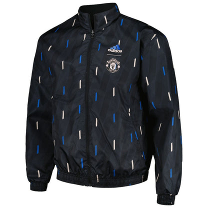 Manchester United 2022/23 On-Field Team Logo Anthem Reversible Full-Zip Jacket Discount - Black