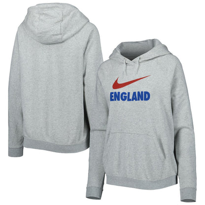England National Team Women's Lockup Varsity Fleece Raglan Pullover Hoodie for sale - Heather Gray
