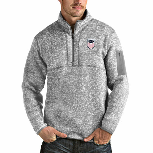 USMNT Antigua Fortune Quarter-Zip Pullover Jacket for sale - Gray