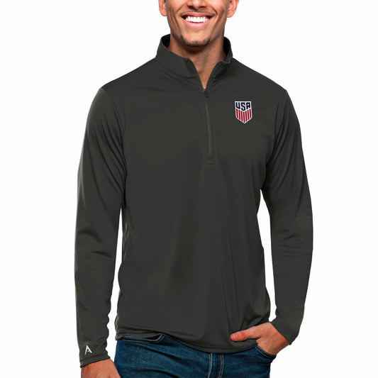 USMNT Antigua Tribute Quarter-Zip Pullover Top for sale - Charcoal