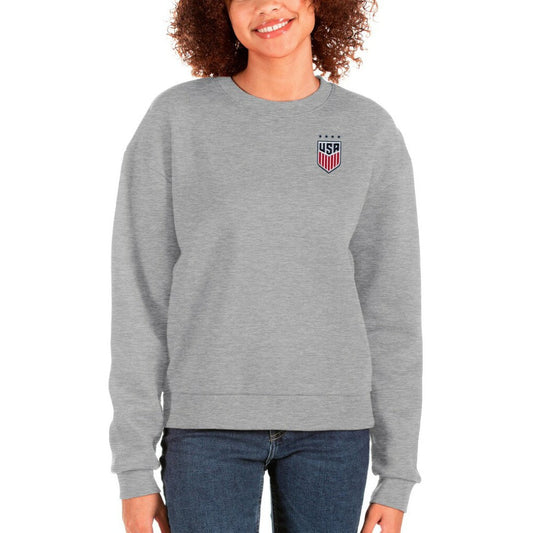 USWNT Antigua Women's Victory Crewneck Pullover Sweatshirt on sale - Gray