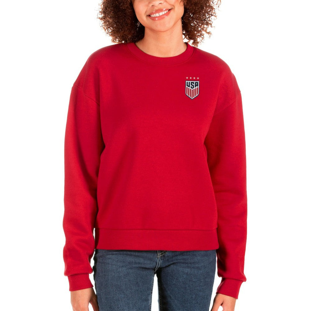 USWNT Antigua Women's Victory Crewneck Pullover Sweatshirt on sale - Red
