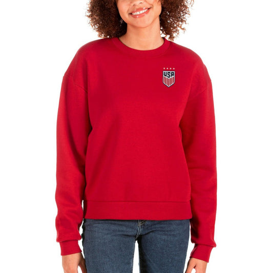 USWNT Antigua Women's Victory Crewneck Pullover Sweatshirt on sale - Red